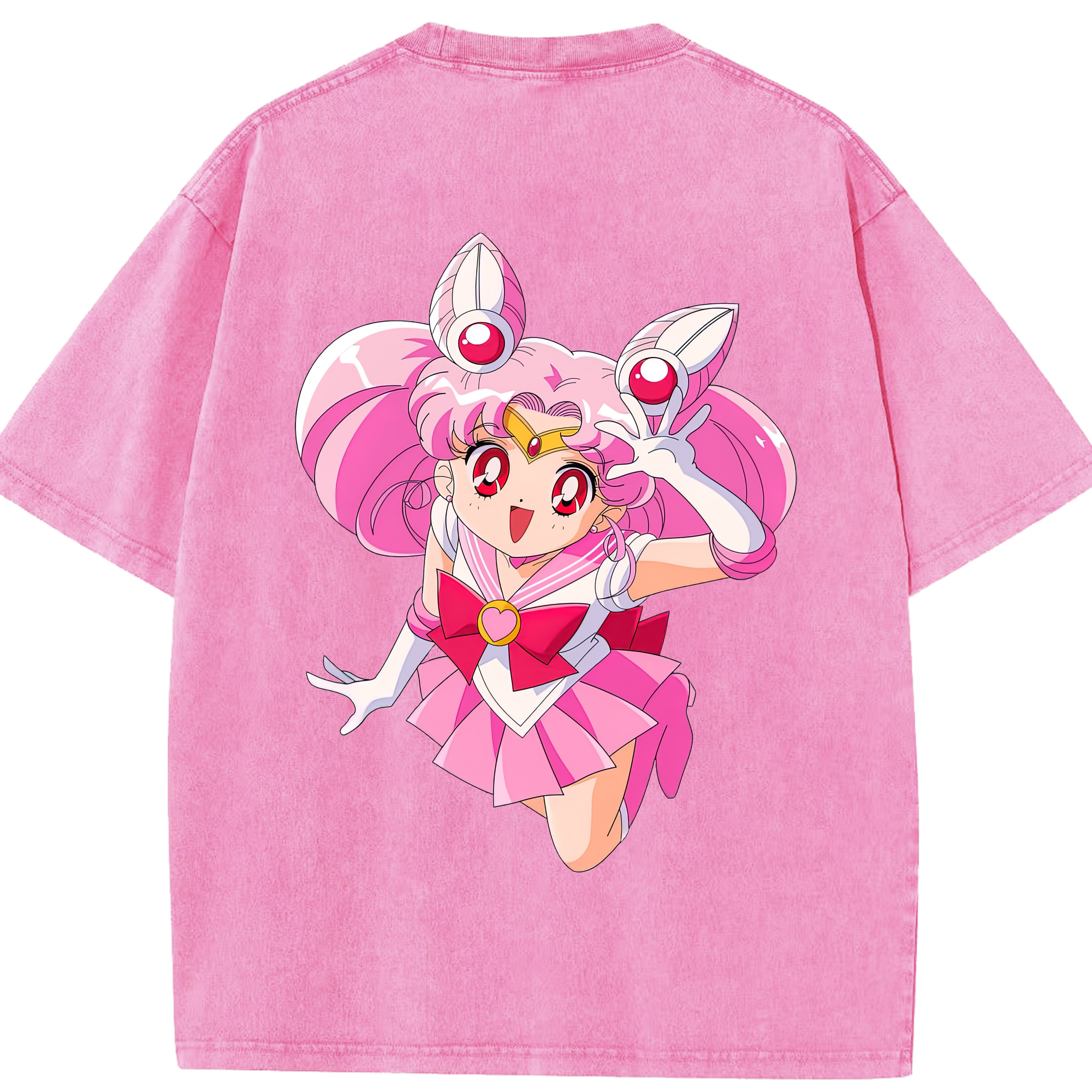 （画像用） 美少女戦士セーラームーン ちびうさ Sailor Moon Chibiusa Tsukino Usagi Small Lady Serenity 綿100% ヴィンテージ風 半袖Tシャツ（背面プリント）